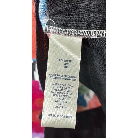 Rafaella Linen Embroidered Floral Asymmetrical Artsy Lagenlook Blouse Small - Picture 5 of 14